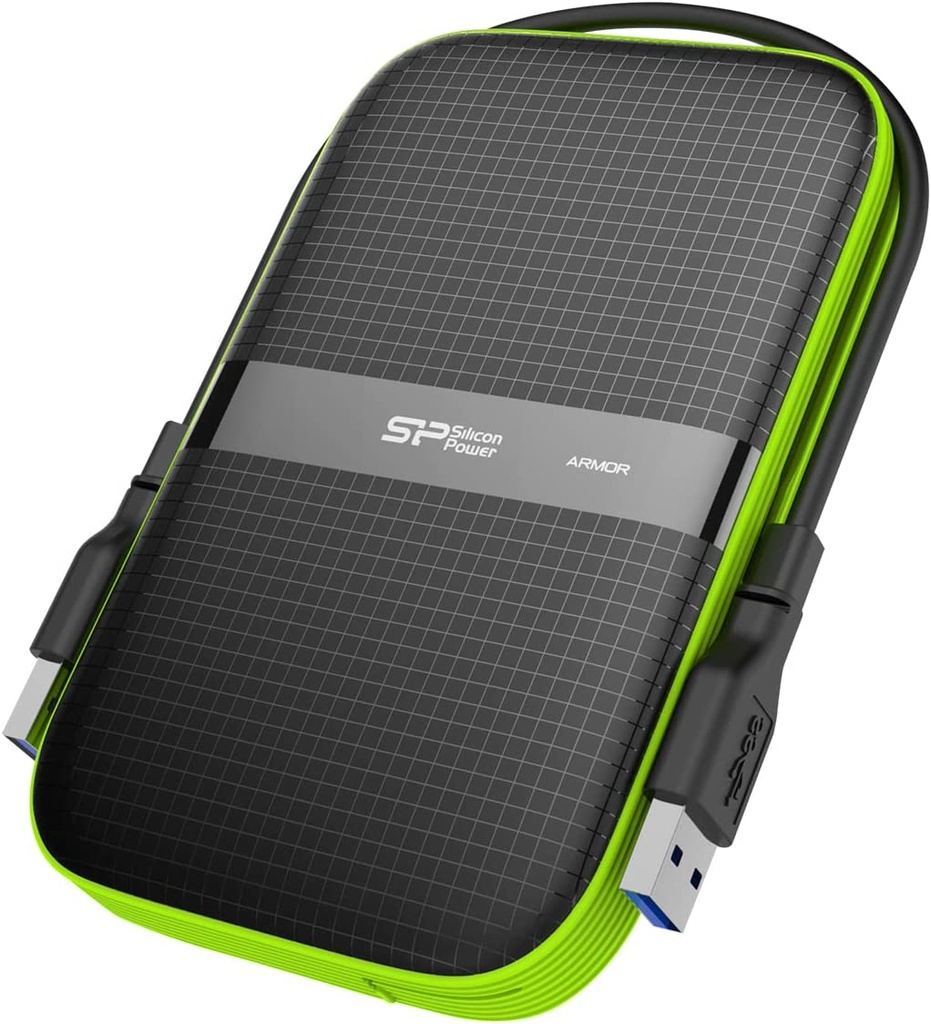 Disco duro externo portátil Silicon Power 1TB, de uso rudo Shockproof/Resistente al agua, 2,5", USB 3.0 - Negro