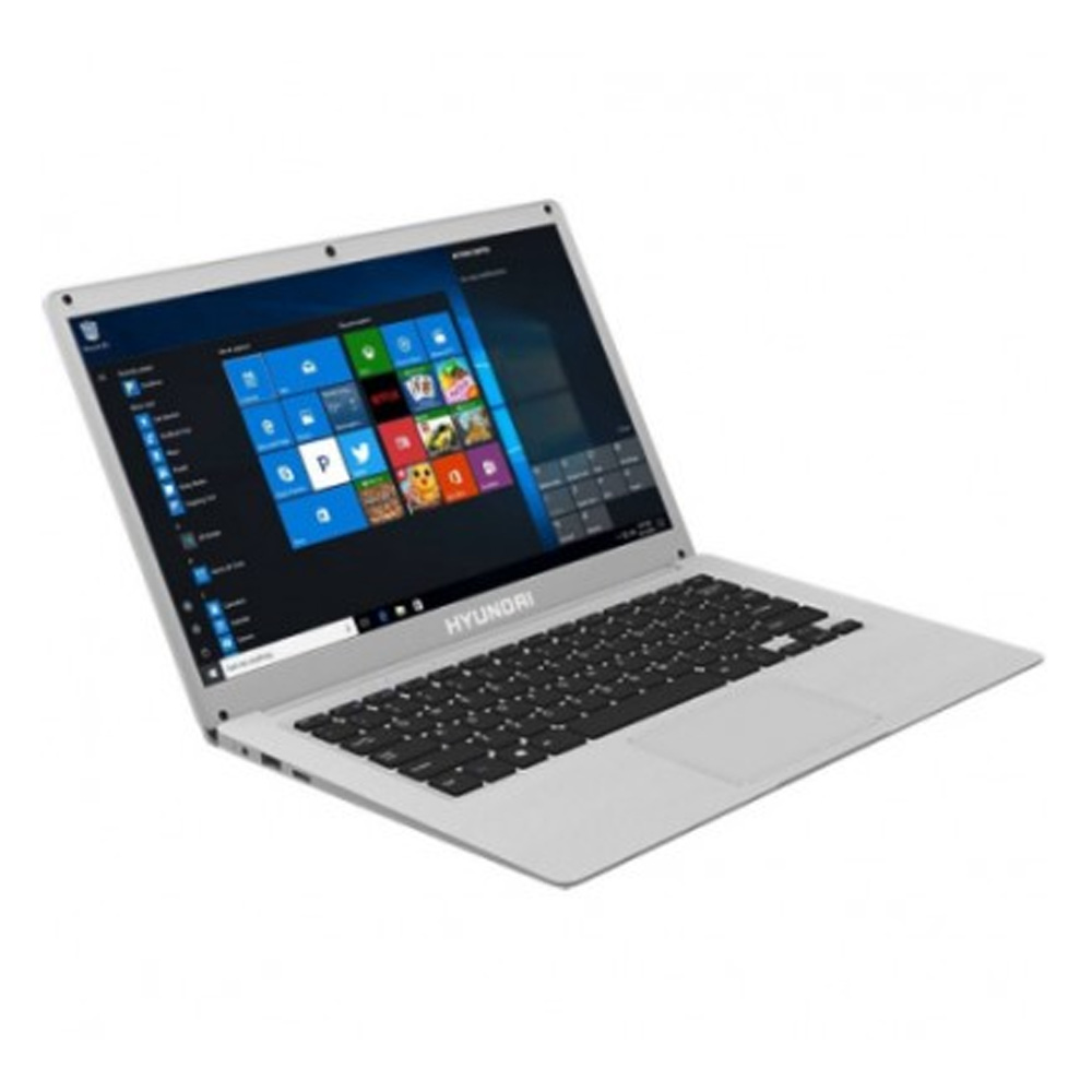 Refurbished - Hyundai HyBook, 14.1" 1366x768 TN, Intel Celeron N3060, 4GB RAM, 64GB + 1TB HDD Storage, 0.3MP, Windows 10 Home S Mode, Bluetooth 4.0, WiFi, 5000mAh, Silver