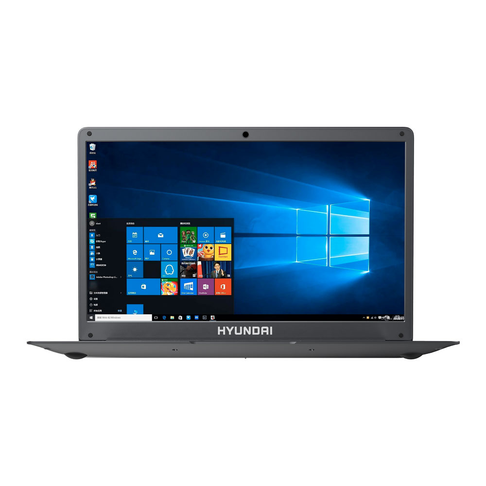 Hyundai HyBook, 14.1" Intel Celeron N3060, 4GB RAM, 64GB Almacenamiento, Webcam Frontal, Ranura para disco duro SATA de 2,5" expandible, Windows 10 Home S, WiFi, Grey