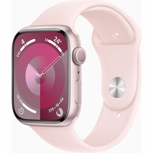 Apple Watch Series 9 [GPS 45mm] Smartwatch with Pink Aluminum Case with Pink Sport Band M/L