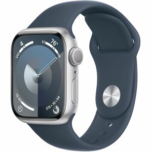 Apple Watch Series 9 41mm Silver Aluminum Case with Storm Blue Sport Band - S/M