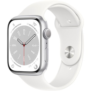 Apple Watch Series 8 (GPS) 41mm Aluminum Case with White Sport Band - S/M - White