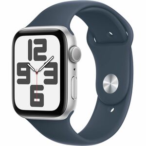 Apple Watch SE (2nd gen) 44mm Silver Aluminum Case w/Storm Blue Sport Band S/M