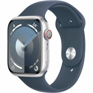 Apple Watch Series 9 (GPS + Cellular) 41mm Silver Aluminum Case with Storm Blue Sport Band