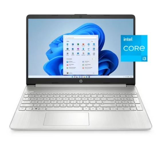 HP 15.6" Laptop, Intel Core i3-1115G4, 8GB RAM, 256GB SSD, Natural Silver, Windows 11 Home in S mode, 15-dy2791wm