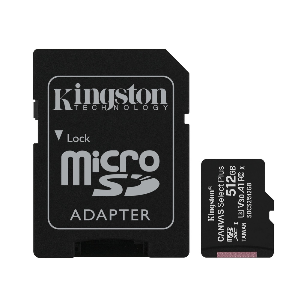 Kingston Canvas Select Plus 512 GB Clase 10/UHS-I (U3) microSDXC - 1 Paquete